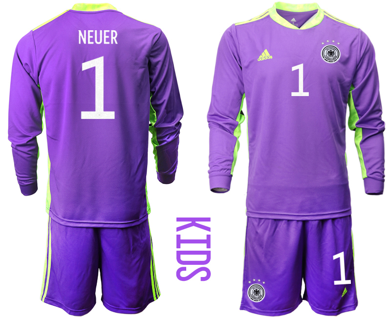 Youth 2021 European Cup Germany purple Long sleeve goalkeeper #1 Soccer Jersey->italy jersey->Soccer Country Jersey
